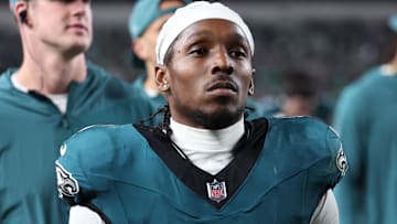 Sep 4, 2025; Philadelphia, Pennsylvania, USA; Philadelphia Eagles cornerback Adoree' Jackson (8) against the Dallas Cowboys at Lincoln Financial Field.