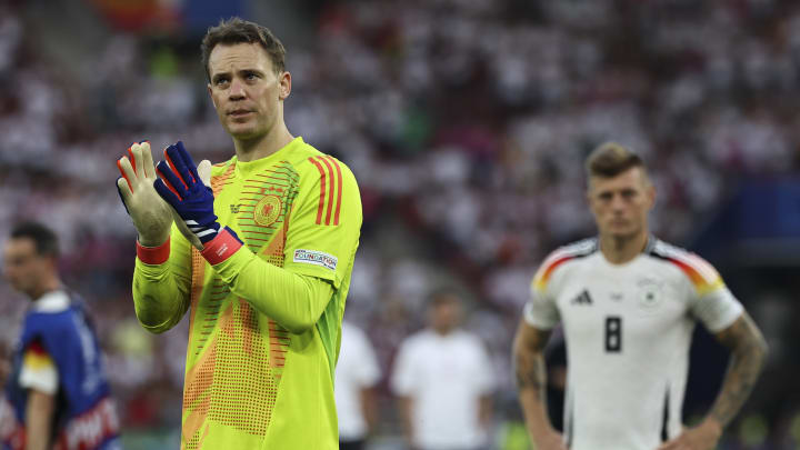 Neuer thanks the fans for their support after the defeat to Spain in the Euros quarter-finals 