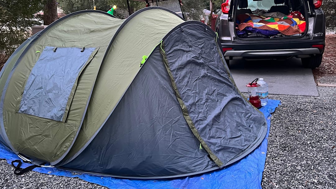 Our tent wasn't big enough for our whole family, so my husband car camped instead.