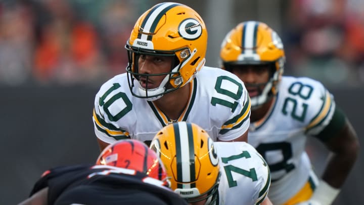 Green Bay Packers QB Jordan Love at last year's preseason game at the Cincinnati Bengals.