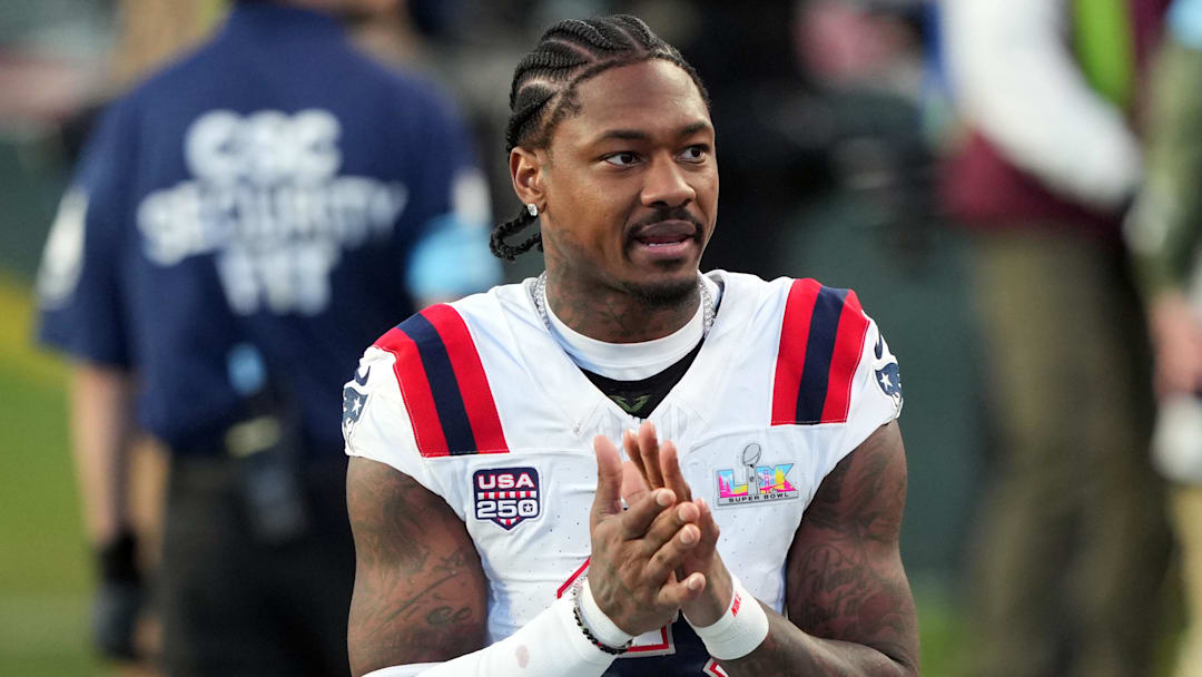 Feb 8, 2026; Santa Clara, CA, USA; New England Patriots wide receiver Stefon Diggs (8) during halftime against the Seattle Seahawks in Super Bowl LX at Levi's Stadium. Mandatory Credit: Darren Yamashita-Imagn Images Feb 8, 2026; Santa Clara, CA, USA; New England Patriots wide receiver Stefon Diggs (8) during halftime against the Seattle Seahawks in Super Bowl LX at Levi's Stadium. Mandatory Credit: Darren Yamashita-Imagn Images