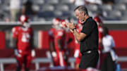 Sep 12, 2025; Houston, Texas, USA; Houston Cougars head coach Willie Fritz walks on the field before the game against the Colorado Buffaloes at TDECU Stadium. Mandatory Credit: Troy Taormina-Imagn Images