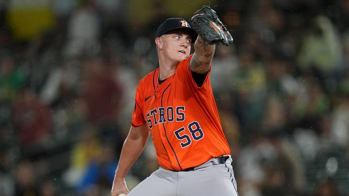 Houston Astros pitcher Hunter Brown (58) delivers a pitch