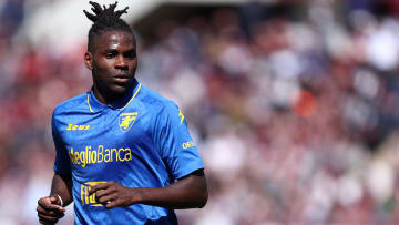 Caleb Okoli of Frosinone Calcio looks on during the Serie A...