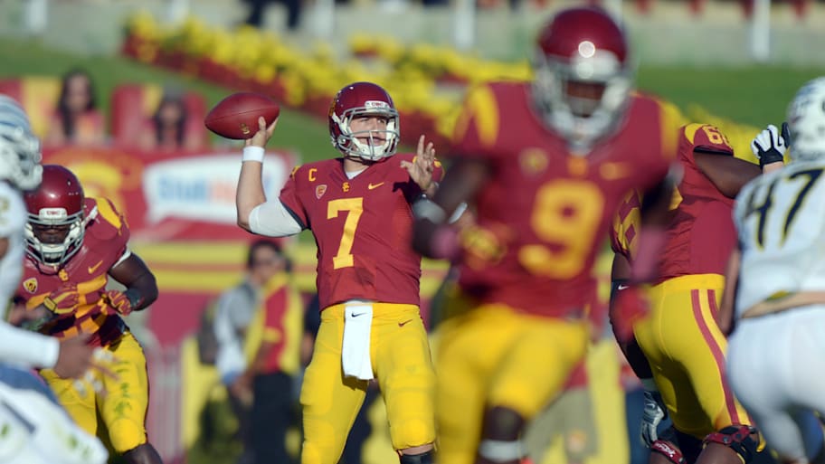 USC Trojans quarterback Matt Barkley throws a pass to receiver Marqise Lee during the game against the Oregon Ducks.
