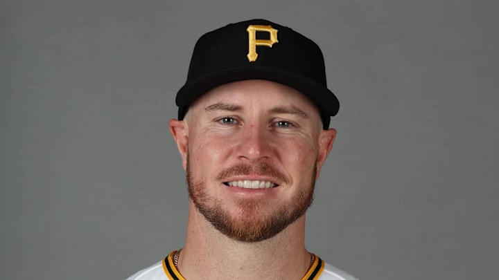 Pittsburgh Pirates first baseman Ryan O'Hearn (29) poses for a photo during media day at Pirate City. 