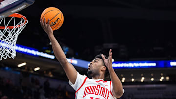 A 6-9 power forward from MontVerde Academy and Ohio State, Sean Stewart averaged 5.7 points and 5.8 rebounds for the Buckeyes last season. Mandatory Credit: Trevor Ruszkowski-Imagn Images