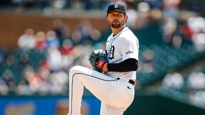 Detroit Tigers pitcher Casey Mize (12) throws against Washington Nationals during the fifth inning at Comerica Park in Detroit on Thursday, June 13, 2024.