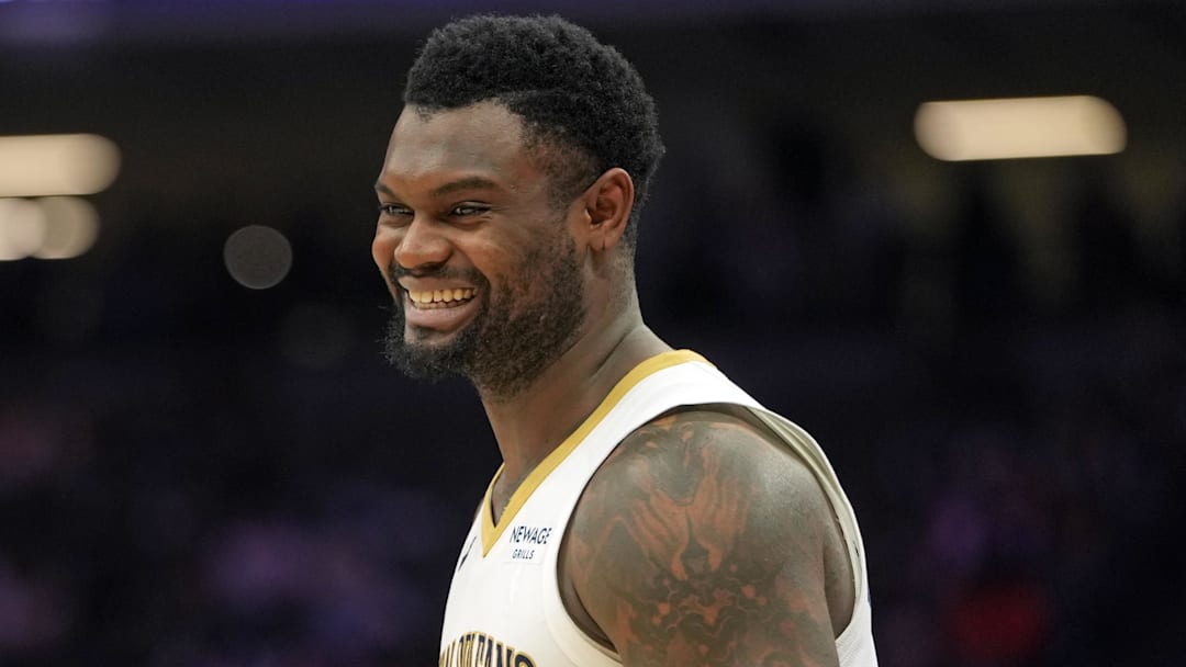 Apr 3, 2026; Sacramento, California, USA; New Orleans Pelicans forward Zion Williamson (1) during the second quarter against the Sacramento Kings at Golden 1 Center. Mandatory Credit: Darren Yamashita-Imagn Images