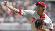 Jul 21, 2024; Pittsburgh, Pennsylvania, USA;  Philadelphia Phillies starting pitcher Tyler Phillips (48) delivers a pitch.