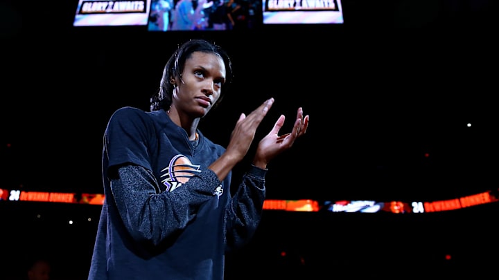 Sep 7, 2014; Phoenix, AZ, USA; Phoenix Mercury guard DeWanna Bonner (24) against the Chicago Sky during game one of the WNBA Finals at US Airways Center. The Mercury defeated the Sky 83-62. Mandatory Credit: Mark J. Rebilas-Imagn Images
