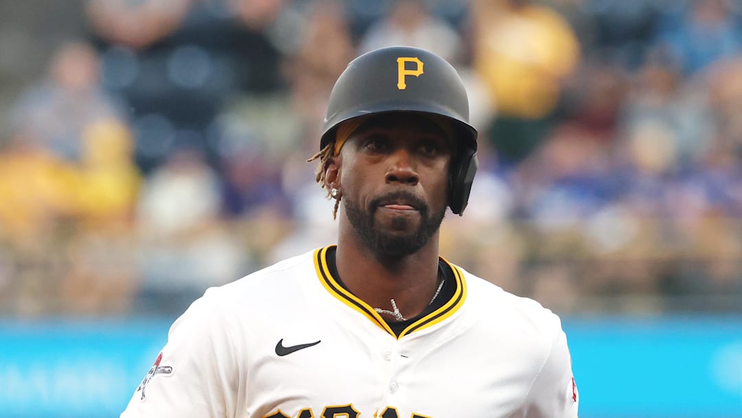Sep 3, 2025; Pittsburgh, Pennsylvania, USA;  Pittsburgh Pirates designated hitter Andrew McCutchen (22) circles the bases on a solo home run against the Los Angeles Dodgers during the second inning at PNC Park. Mandatory Credit: Charles LeClaire-Imagn Images