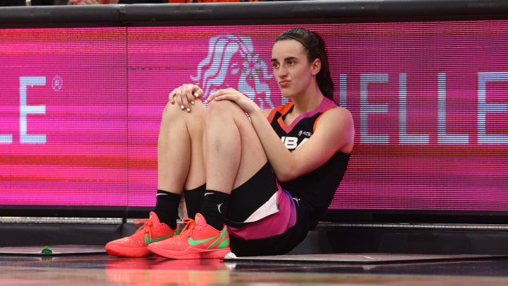 Jul 20, 2024; Phoenix, AZ, USA; Team WNBA guard Caitlin Clark (22) against the USA Women's National Team during the 2024 WNBA All Star Game at Footprint Center. 