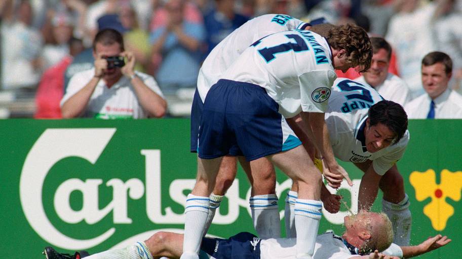 Paul Gascoigne celebrates at Euro ‘96. 