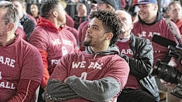 Dec 6, 2021; Norman, OK, USA; Oklahoma Sooners quarterback Caleb Williams is expected by many to soon transfer to the USC football program.