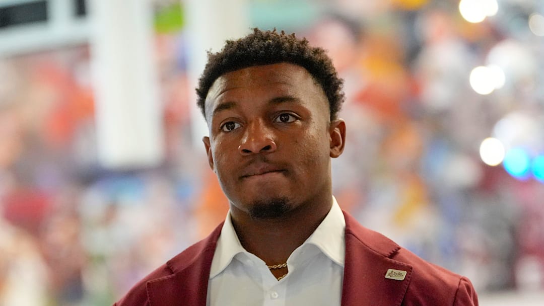 Mississippi State safety Isaac Smith comes into the College Football Hall of Fame during SEC Media Days in Atlanta.