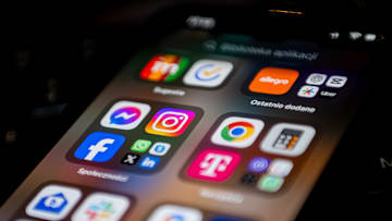 In this photo illustration, the Social Media icons and...