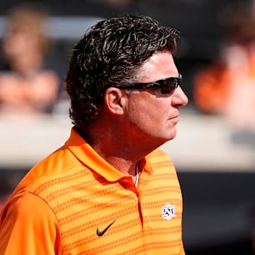 Oklahoma State head coach Mike Gundy Saturday, Sept., 7, 2024.