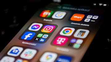 In this photo illustration, the Social Media icons and...