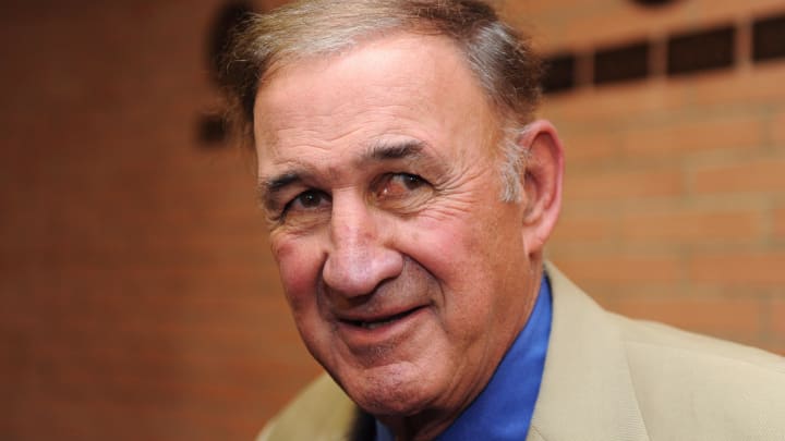 Jan 13, 2010; Los Angeles, CA, USA; Newly hired Southern California Trojans defensive coordinator Monte Kiffin at a press conference at Heritage Hall. Mandatory Credit: Kirby Lee/Image of Sport-USA TODAY Sports