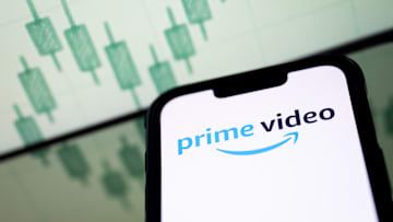 In this photo illustration, a Prime Video logo seen...