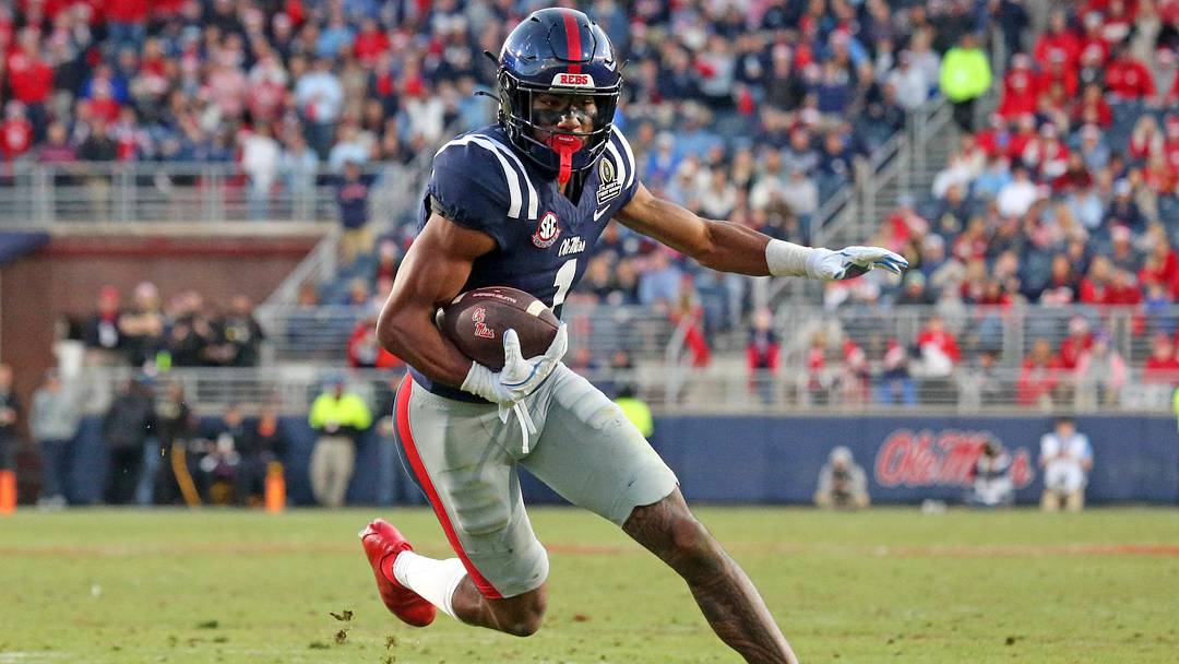 Dec 20, 2025; Oxford, MS, USA; Mississippi Rebels wide receiver De'Zhaun Stribling (1) runs after a catch for a touchdown during the third quarter against the Tulane Green Wave at Vaught-Hemingway Stadium. Mandatory Credit: Petre Thomas-Imagn Images Dec 20, 2025; Oxford, MS, USA; Mississippi Rebels wide receiver De'Zhaun Stribling (1) runs after a catch for a touchdown during the third quarter against the Tulane Green Wave at Vaught-Hemingway Stadium. Mandatory Credit: Petre Thomas-Imagn Images