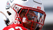 Sep 6, 2025; Raleigh, North Carolina, USA; North Carolina State Wolfpack linebacker Kenny Soares Jr. (33) looks on during warmups of the game against Virginia Cavaliers at Carter-Finley Stadium. Mandatory Credit: Jaylynn Nash-Imagn Images