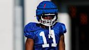 Florida Gators edge LJ McCray (11) looks on during spring football practice at Heavener Football Complex at the University of Florida in Gainesville, FL on Tuesday, March 11, 2025. [Matt Pendleton/Gainesville Sun]