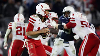 Nebraska Cornhuskers quarterback TJ Lateef looks to throw a pass during the third quarter against the Penn State Nittany Lions at Beaver Stadium.