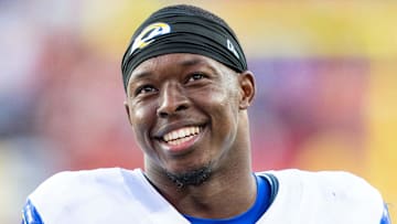 November 9, 2025; Santa Clara, California, USA; Los Angeles Rams wide receiver Xavier Smith (19) after the game against the San Francisco 49ers at Levi's Stadium. Mandatory Credit: Kyle Terada-Imagn Images