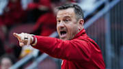 Louisville head coach Jeff Walz instructed his team against Clemson during their game at the KFC Yum! Center in Louisville, Ky. on Feb. 27, 2025.