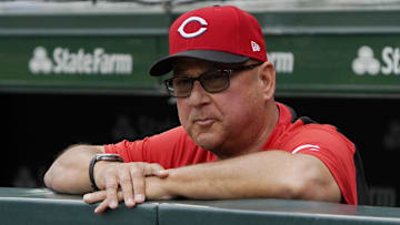 Cincinnati Reds manager Terry Francona (77) in the dugout