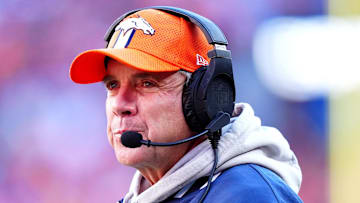 Dec 15, 2024; Denver, Colorado, USA; Denver Broncos head coach Sean Payton during the first quarter against the Indianapolis Colts at Empower Field at Mile High. Mandatory Credit: Ron Chenoy-Imagn Images