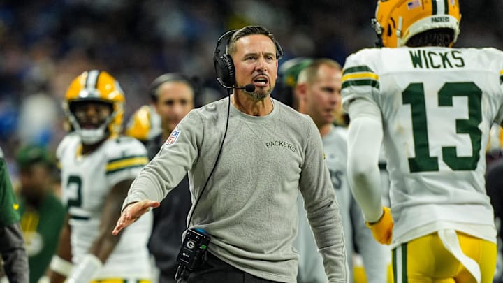 Packers head coach Matt LaFleur during the game against the Lions. Packers head coach Matt LaFleur during the game against the Lions.