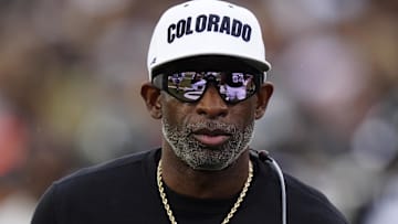 Oct 11, 2025; Boulder, Colorado, USA; Colorado Buffaloes head coach Deion Sanders before the game against the Iowa State Cyclones  at Folsom Field.