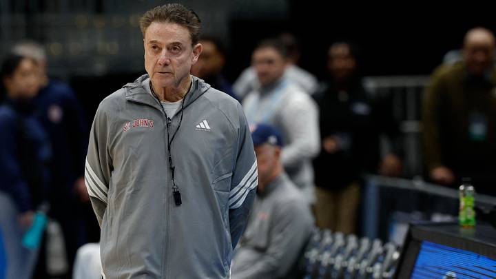 Mar 26, 2026; Washington, DC, USA; St. John's Red Storm head coach Rick Pitino looks on during a practice session ahead of the east regional of the men's 2026 NCAA Tournament at Capital One Arena. Mandatory Credit: Geoff Burke-Imagn Images Mar 26, 2026; Washington, DC, USA; St. John's Red Storm head coach Rick Pitino looks on during a practice session ahead of the east regional of the men's 2026 NCAA Tournament at Capital One Arena. Mandatory Credit: Geoff Burke-Imagn Images