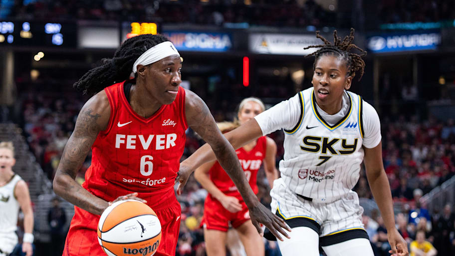 Fever forward Natasha Howard dribbles in a game against the Sky.