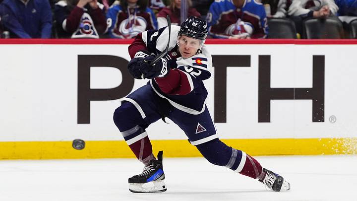 Jan 16, 2026; Denver, Colorado, USA; Colorado Avalanche center Ivan Ivan (82) shoots the puck in the second period against the Nashville Predators at Ball Arena. 