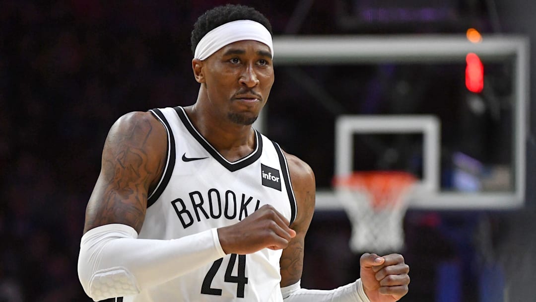 Mar 28, 2019; Philadelphia, PA, USA; Brooklyn Nets forward Rondae Hollis-Jefferson (24) during the second quarter against the Philadelphia 76ers at Wells Fargo Center. Mandatory Credit: Eric Hartline-Imagn Images