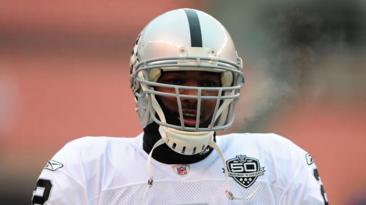 Dec 27, 2009; Cleveland, OH, USA; Oakland Raiders quarterback JaMarcus Russell (2) prior to the game against the Cleveland Browns at Browns Stadium. Mandatory Credit: Andrew Weber-USA TODAY Sports