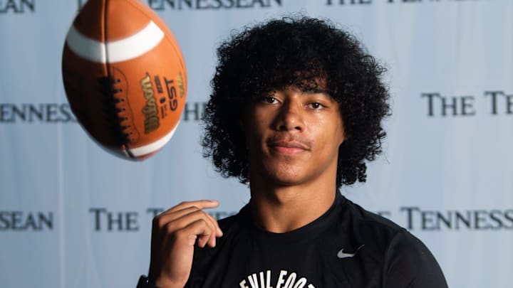Jo Byrns High School’s Amari Cotton (0) stands for a portrait during Media Day at Nissan Stadium in Nashville, Tenn., Wednesday, July 10, 2024. Jo Byrns High School’s Amari Cotton (0) stands for a portrait during Media Day at Nissan Stadium in Nashville, Tenn., Wednesday, July 10, 2024.