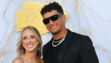 Brittany and Patrick Mahomes on the red carpet prior to the Kansas City Chiefs Super Bowl Ring Ceremony