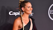 Canadian track and field athlete Alysha Newman arrives at the Red Carpet for the ESPYs. 