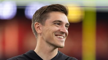 Nov 23, 2025; Glendale, Arizona, USA; Jacksonville Jaguars general manager James Gladstone against the Arizona Cardinals at State Farm Stadium. Mandatory Credit: Mark J. Rebilas-Imagn Images