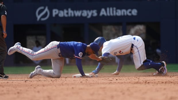 The Rangers final four batters were 0 for 13 with a walk in Saturday's loss 7-3 loss to the Blue Jays.