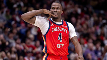 Oct 23, 2024; New Orleans, Louisiana, USA;  New Orleans Pelicans guard Javonte Green (4) : Stephen Lew-Imagn Images