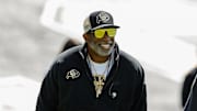 Apr 19, 2025; Boulder, CO, USA; Colorado Buffaloes head coach Deion Sanders during the spring game at Folsom Field. Mandatory Credit: Isaiah J. Downing-Imagn Images