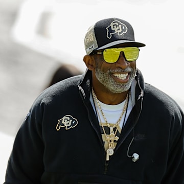 Apr 19, 2025; Boulder, CO, USA; Colorado Buffaloes head coach Deion Sanders during the spring game at Folsom Field. Mandatory Credit: Isaiah J. Downing-Imagn Images