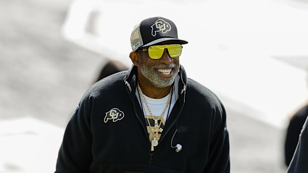 Colorado Buffaloes head coach Deion Sanders during the spring game at Folsom Field. 