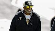 Apr 19, 2025; Boulder, CO, USA; Colorado Buffaloes head coach Deion Sanders during the spring game at Folsom Field. Mandatory Credit: Isaiah J. Downing-Imagn Images